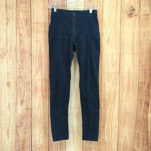 PRAIRIE UNDERGROUND Dark Blue High Rise Zip Front Jean Legging Womens Si…